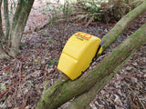 D-Rat Supervisor shroud on a D-Rat trap for rodent control - sitting on a branch of a tree.