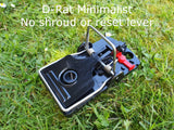 D-Rat Minimalist trap for rodent control - caption says 'D-Rat Minimalist, no shroud or reset lever'.
