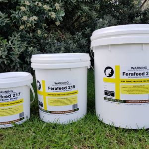 Ferafeed 215 non-toxic paste prefeed for possum control - 3 different-sized containers.